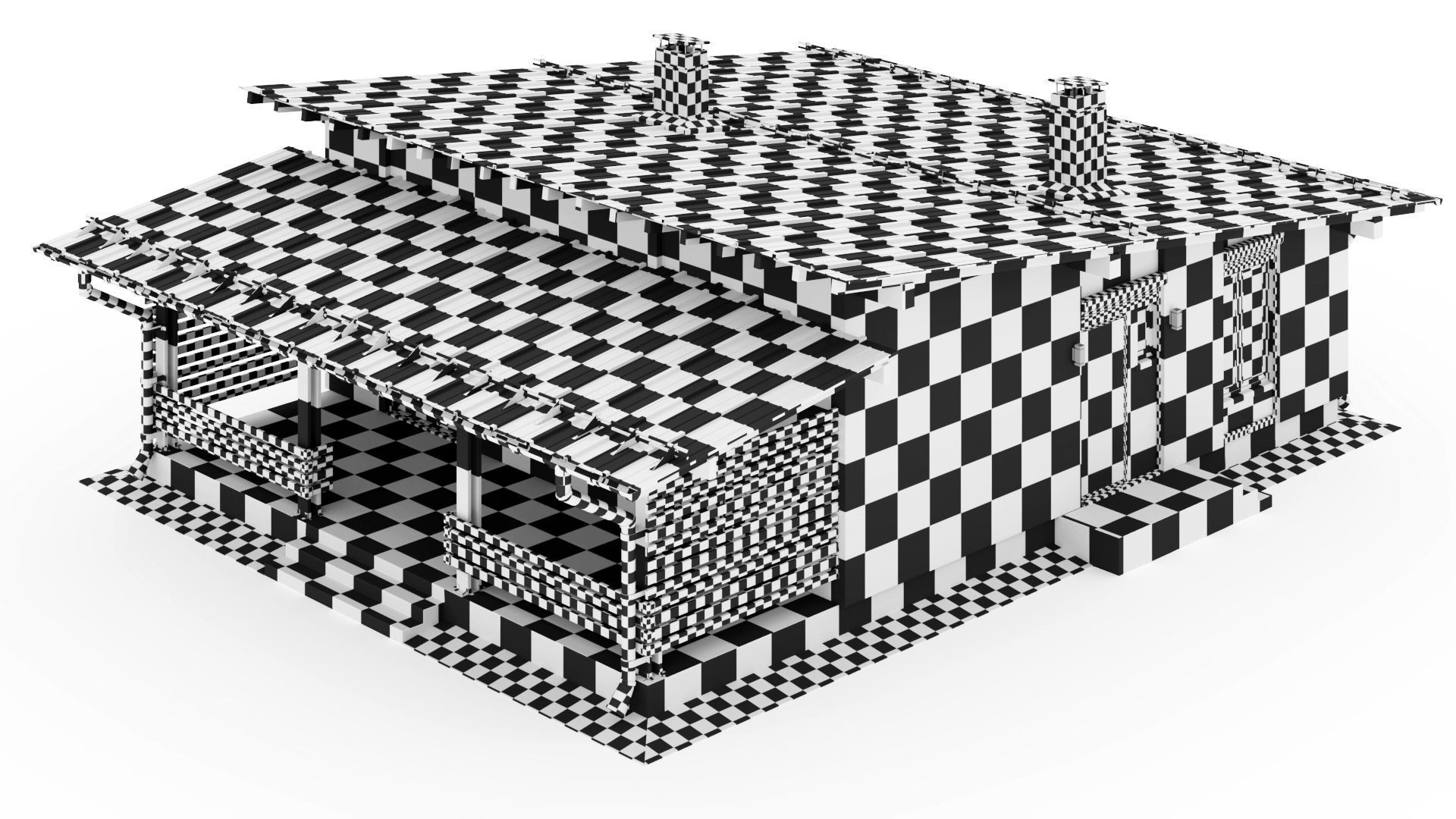 One-story cottage with a large terrace 3D model_31