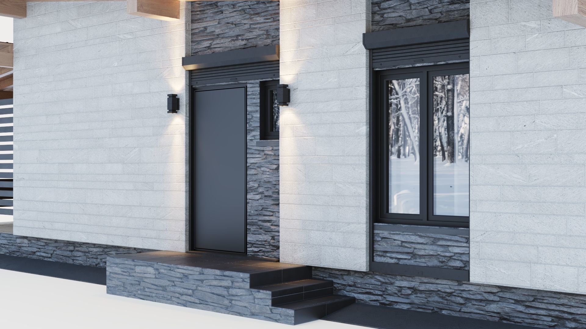 One-story cottage with a large terrace 3D model_16