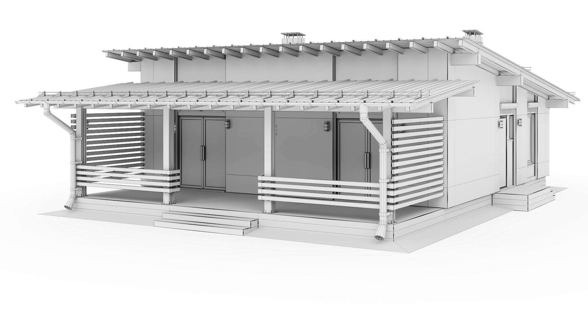 One-story cottage with a large terrace 3D model_56