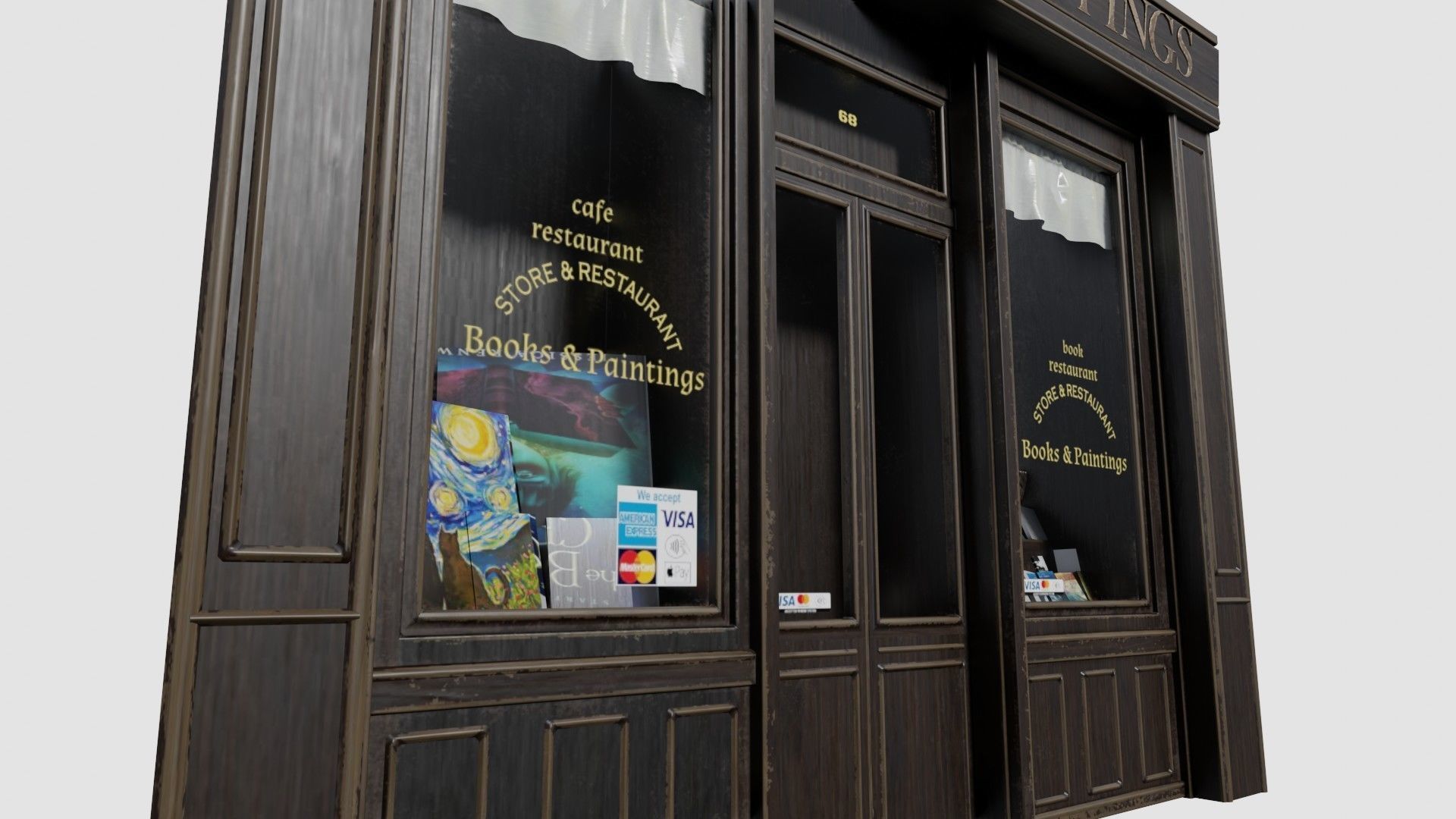 ground floor street shops with 2k  pbr textures Low-poly 3D model_5