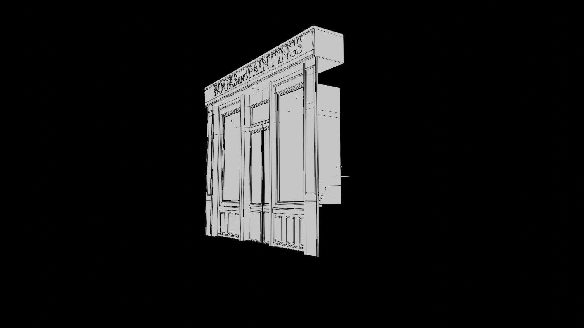 ground floor street shops with 2k  pbr textures Low-poly 3D model_9