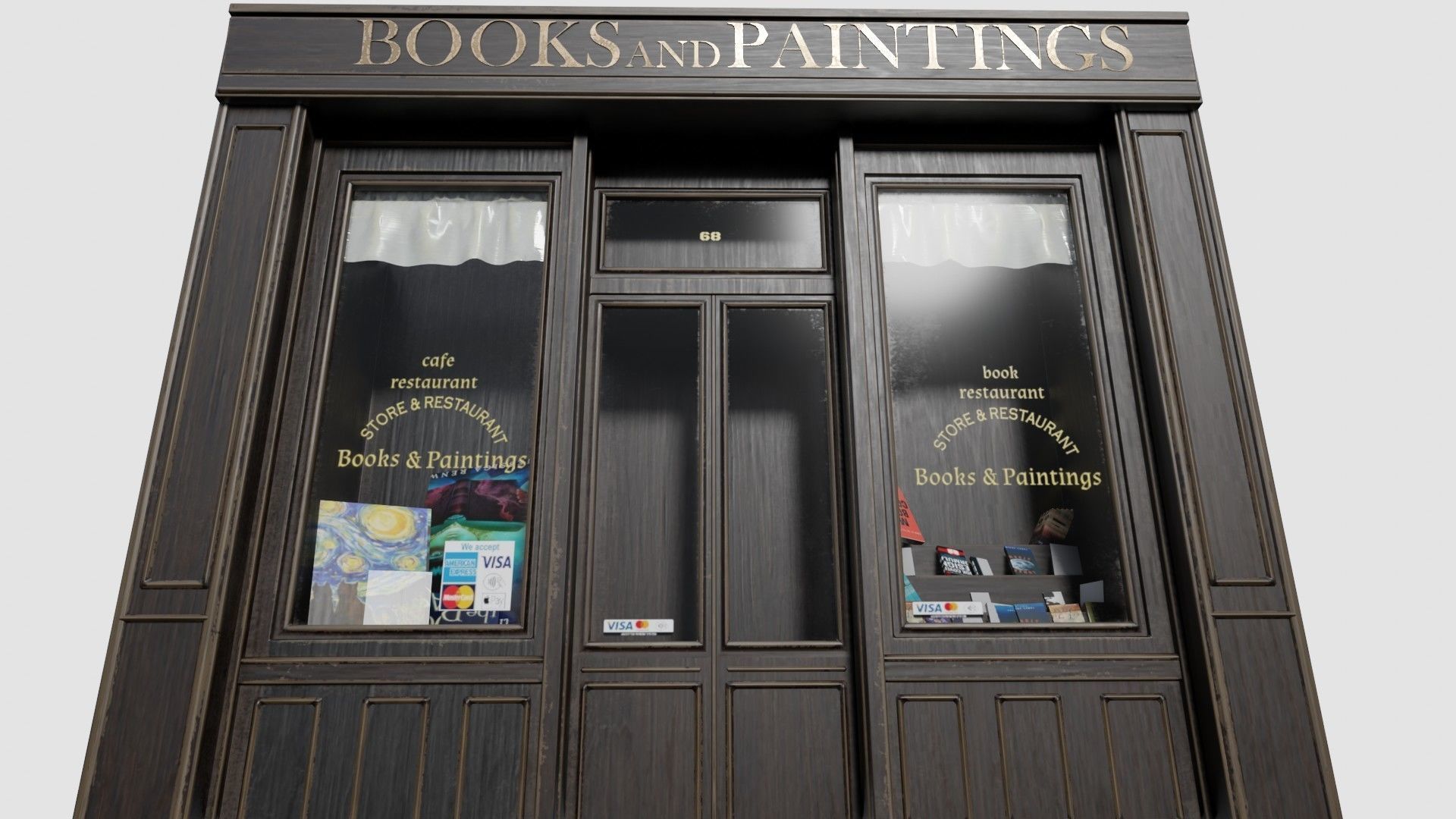 ground floor street shops with 2k  pbr textures Low-poly 3D model_6