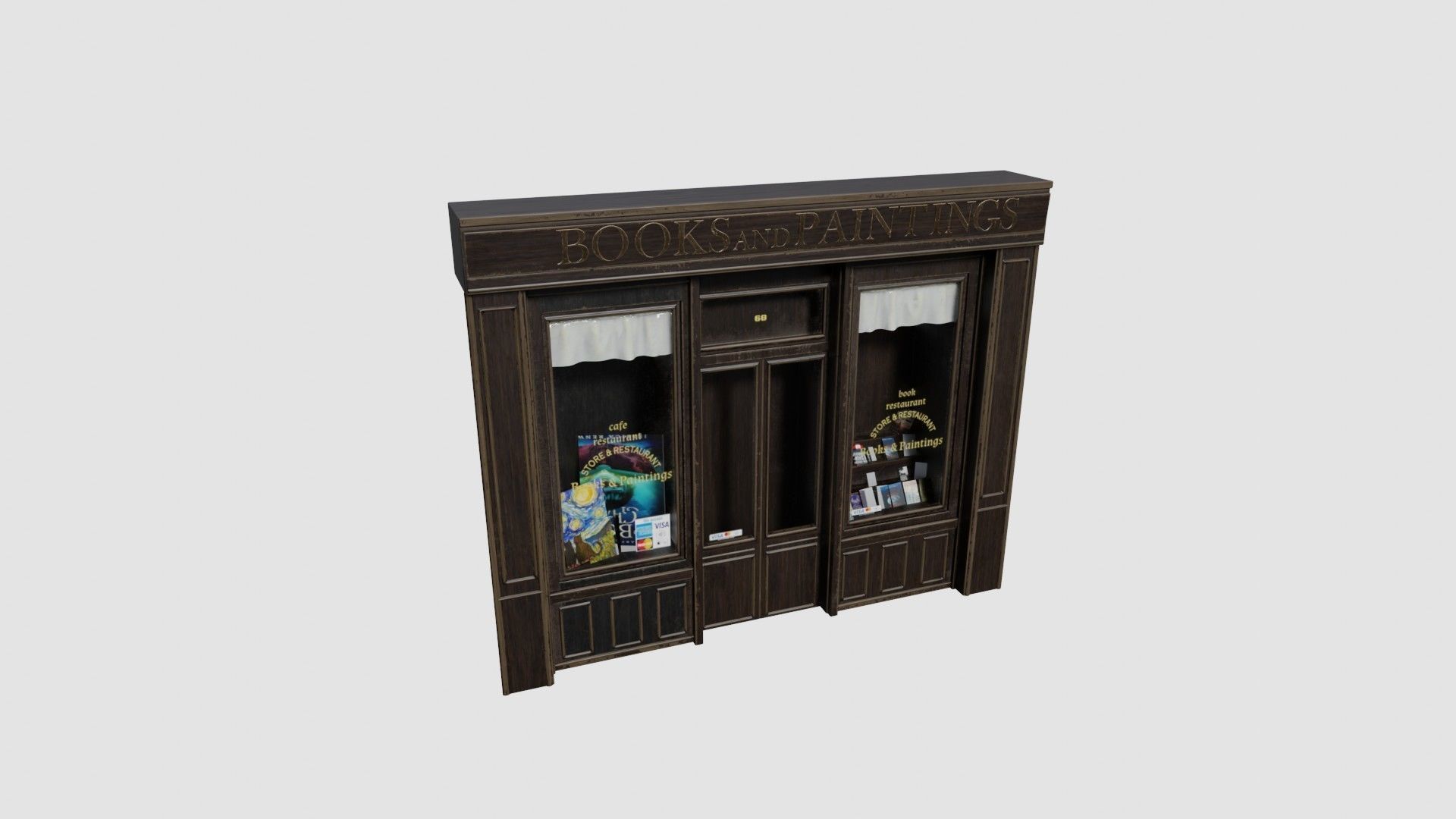 ground floor street shops with 2k  pbr textures Low-poly 3D model_2