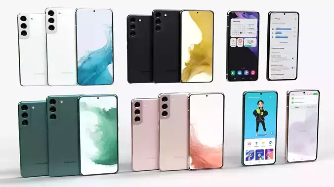 Samsung Galaxy S22 and Galaxy S22 plus Low-poly 3D model