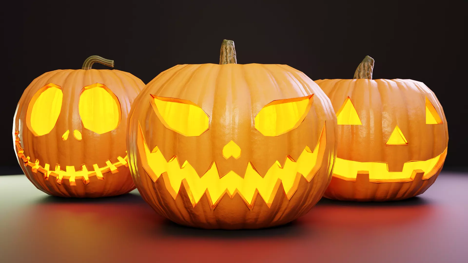 Jack-O-Lantern Trio 3D model_0