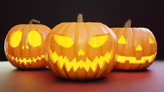 Jack-O-Lantern Trio 3D model