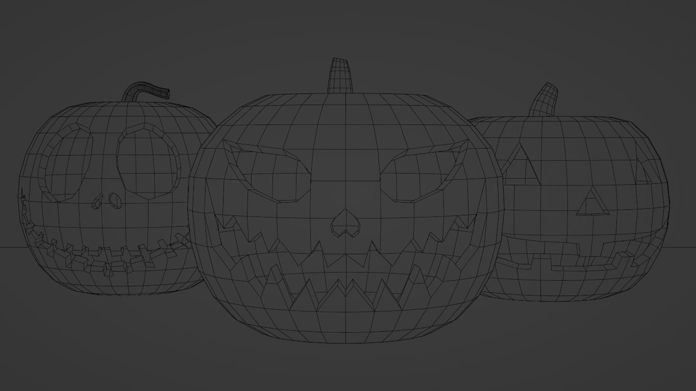 Jack-O-Lantern Trio 3D model_1