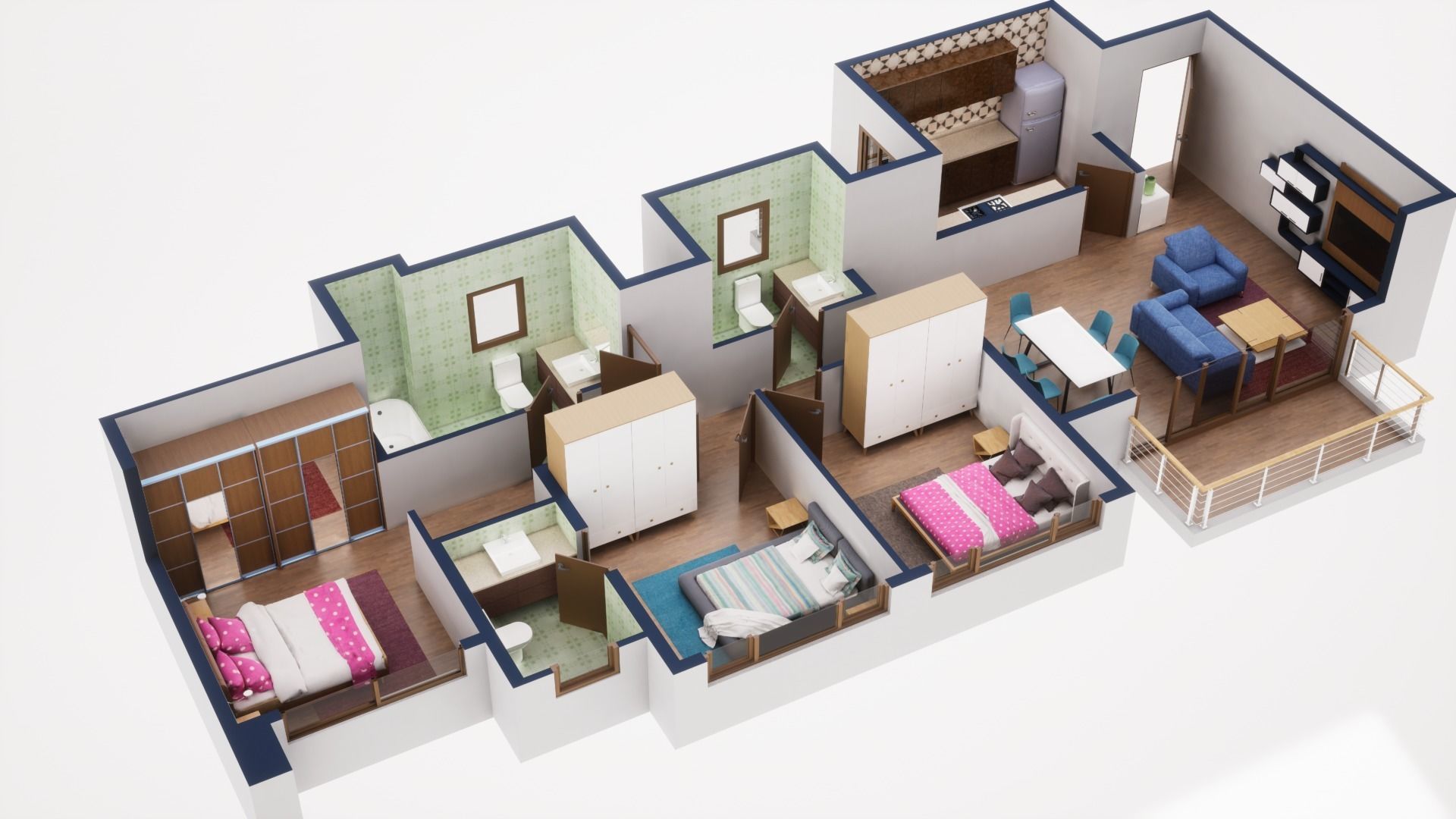 3D Floor Plan Model 45 3D model_1
