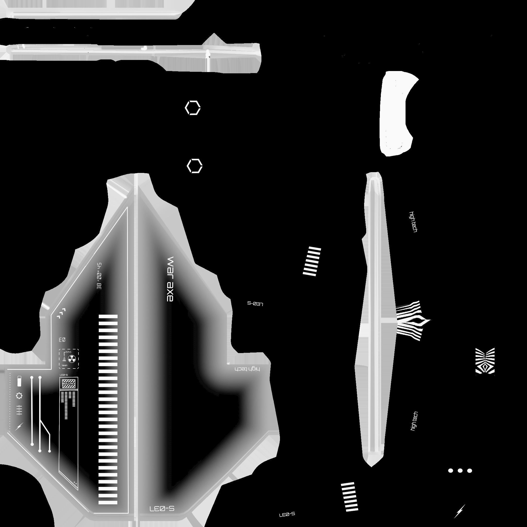 SciFi War Axe A09 Black Camouflage - Sci Fi Weapon Design Low-poly 3D model_21