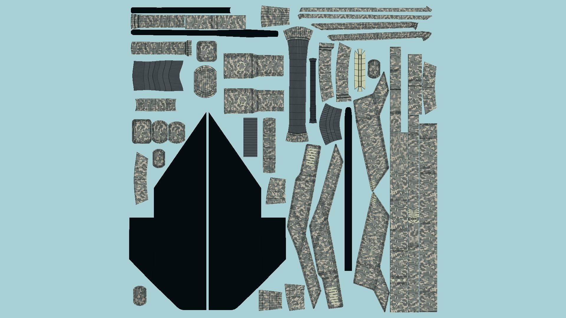 SciFi War Axe A10 Digital Camo - Sci Fi Weapon Design Low-poly 3D model_5