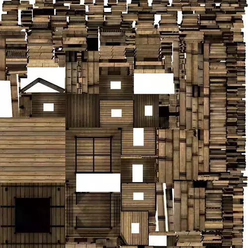 tower set of wooden buildings