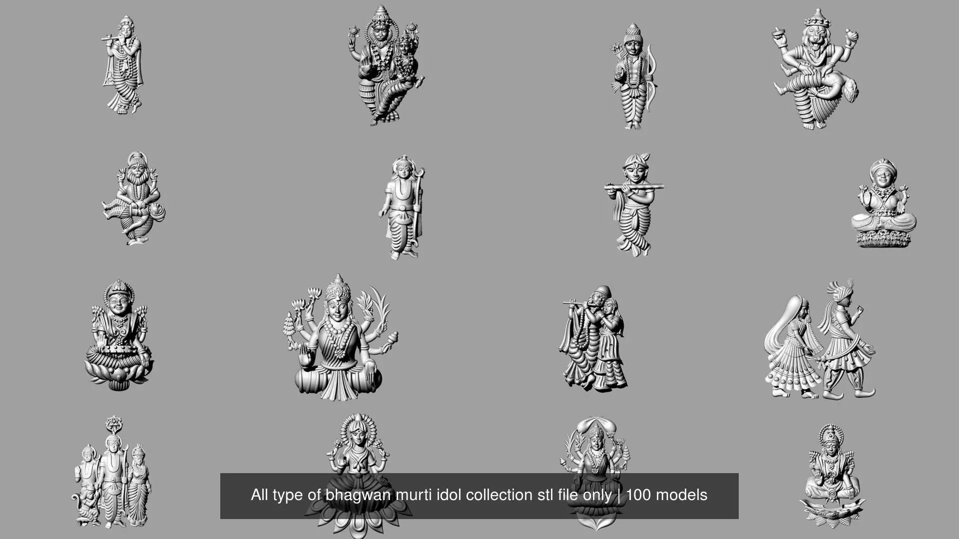 All type of bhagwan murti idol collection stl file only _1