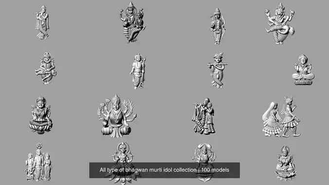 All type of bhagwan murti idol collection stl file only 