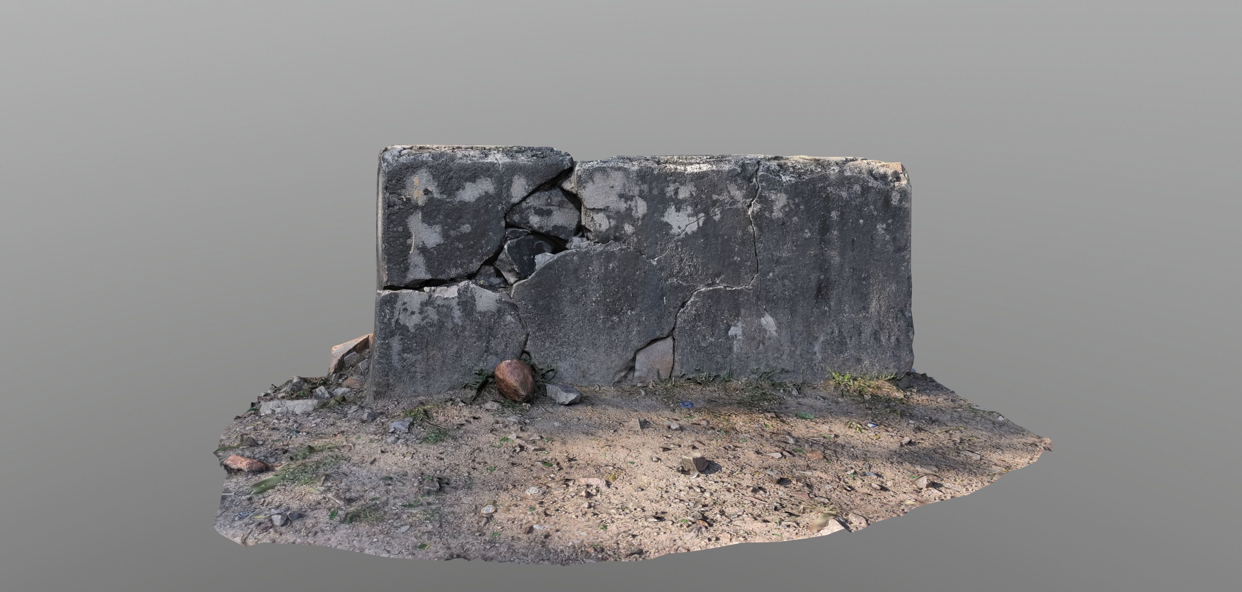 Broken Wall Low Poly Low-poly 3D model_2