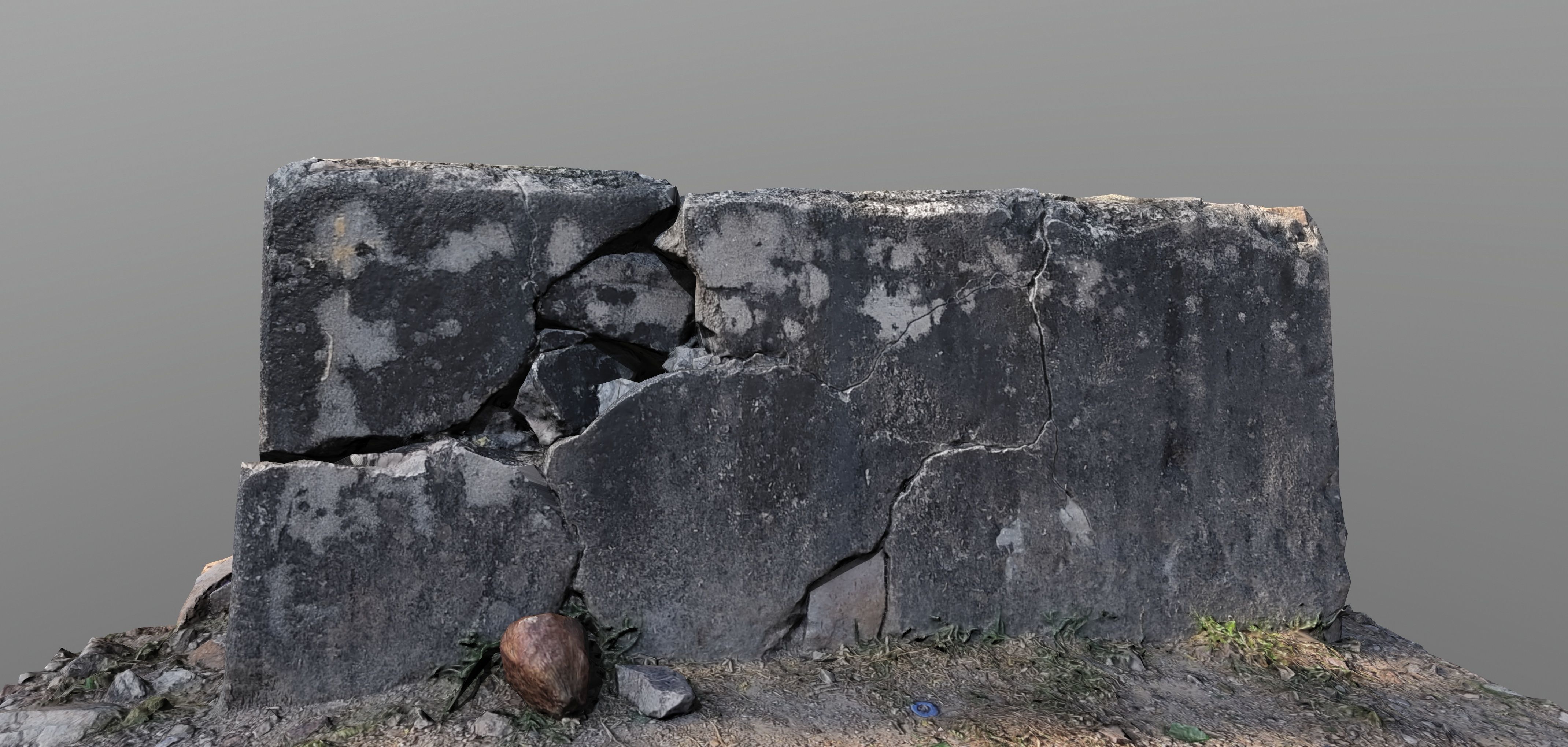 Broken Wall Low Poly Low-poly 3D model_7