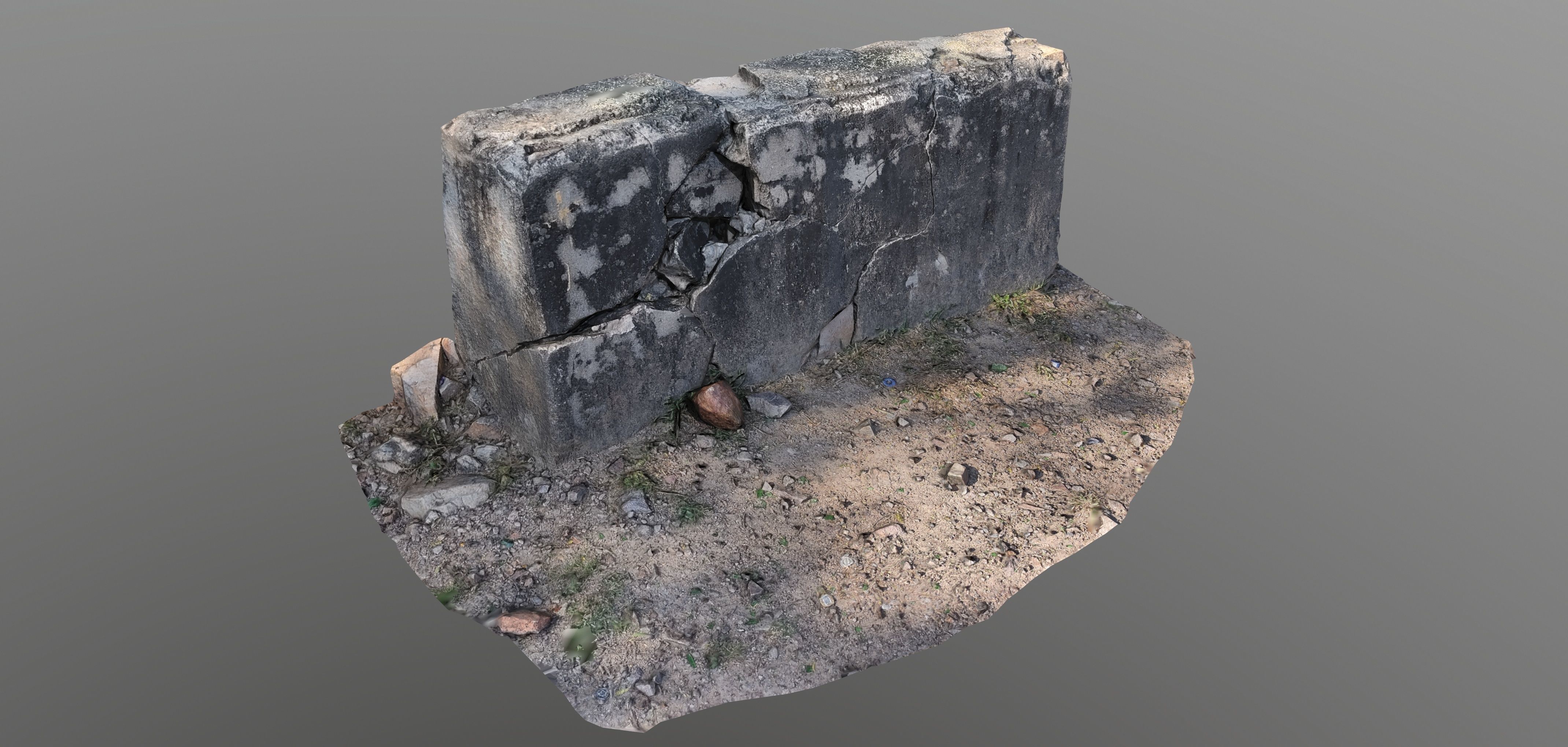 Broken Wall Low Poly Low-poly 3D model_3