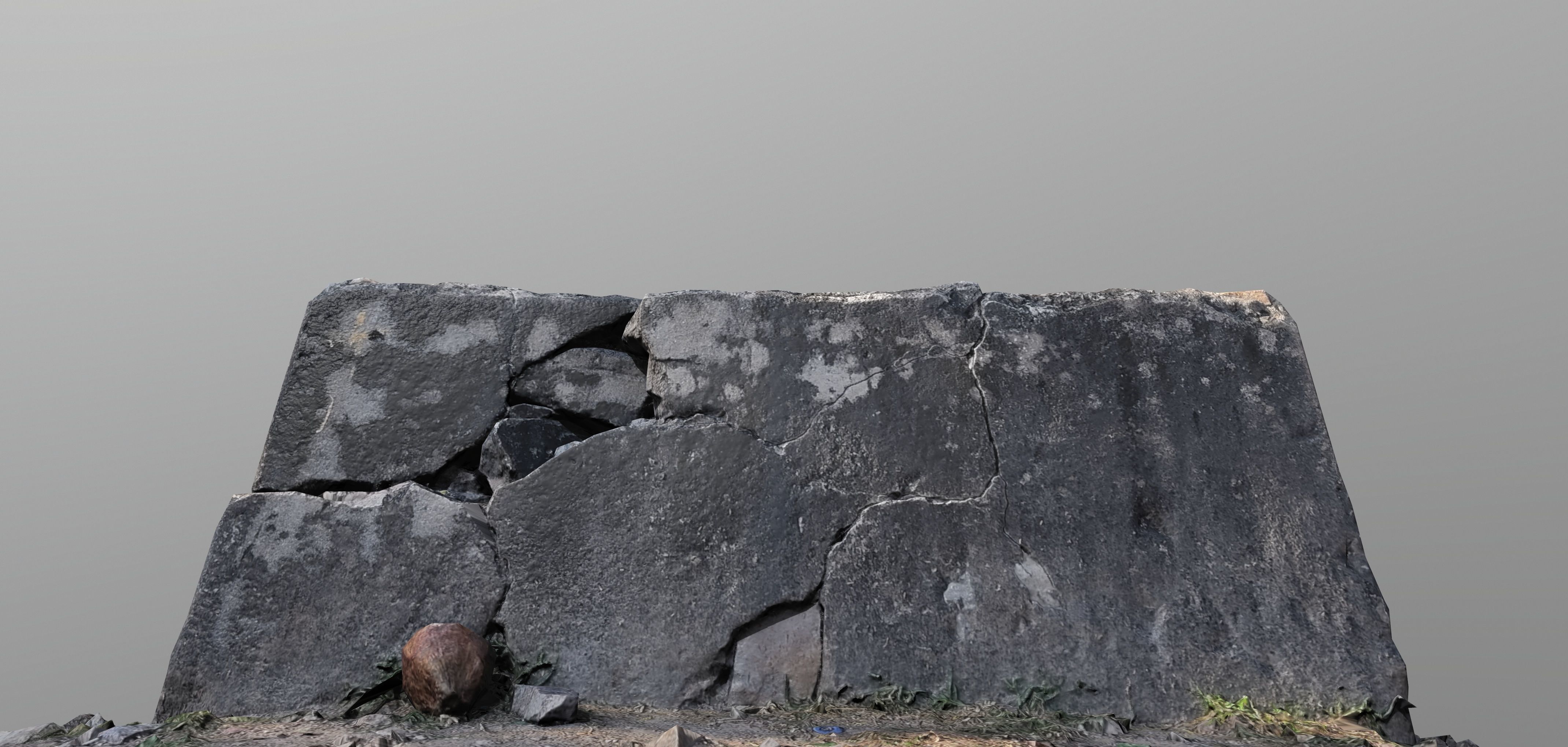 Broken Wall Low Poly Low-poly 3D model_8