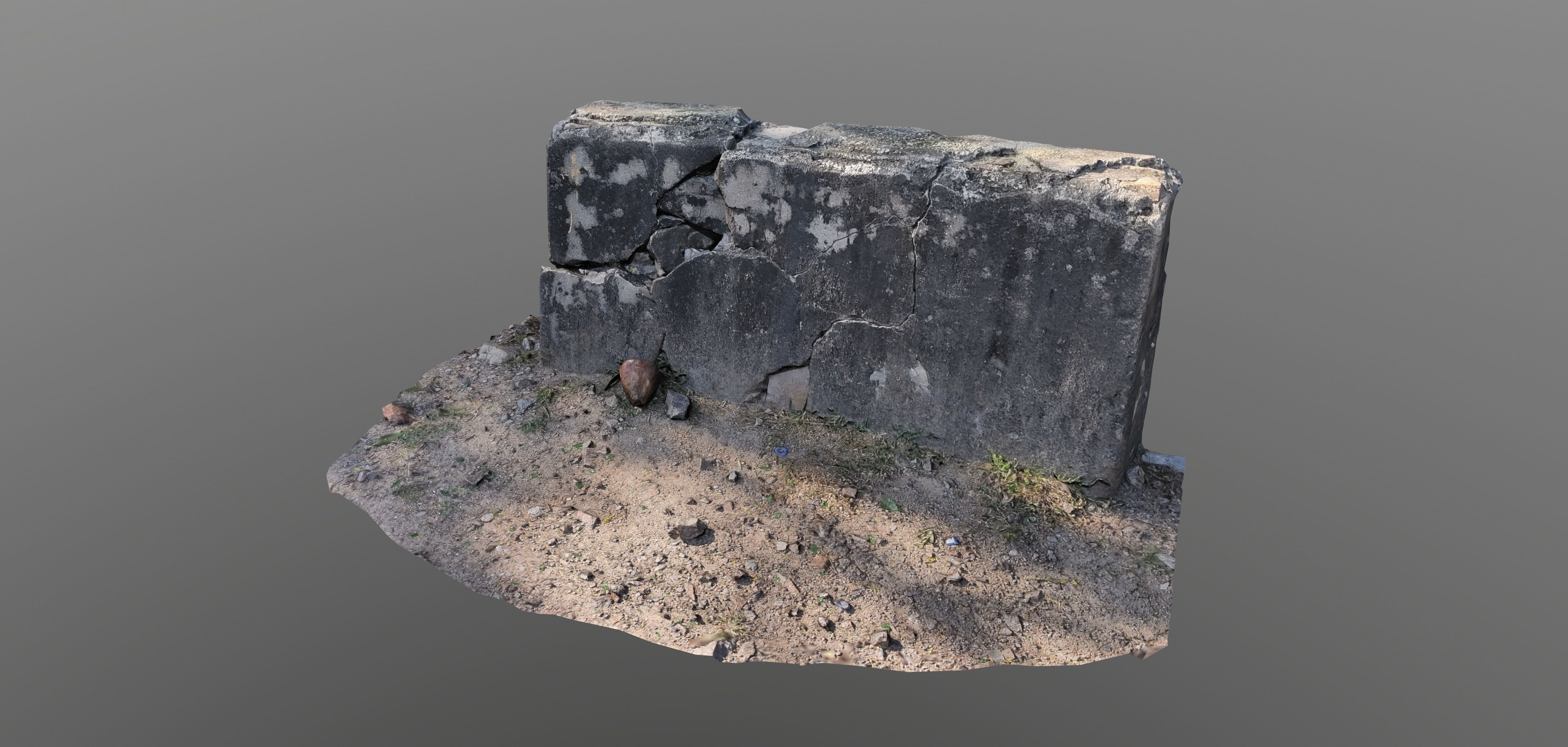 Broken Wall Low Poly Low-poly 3D model_6
