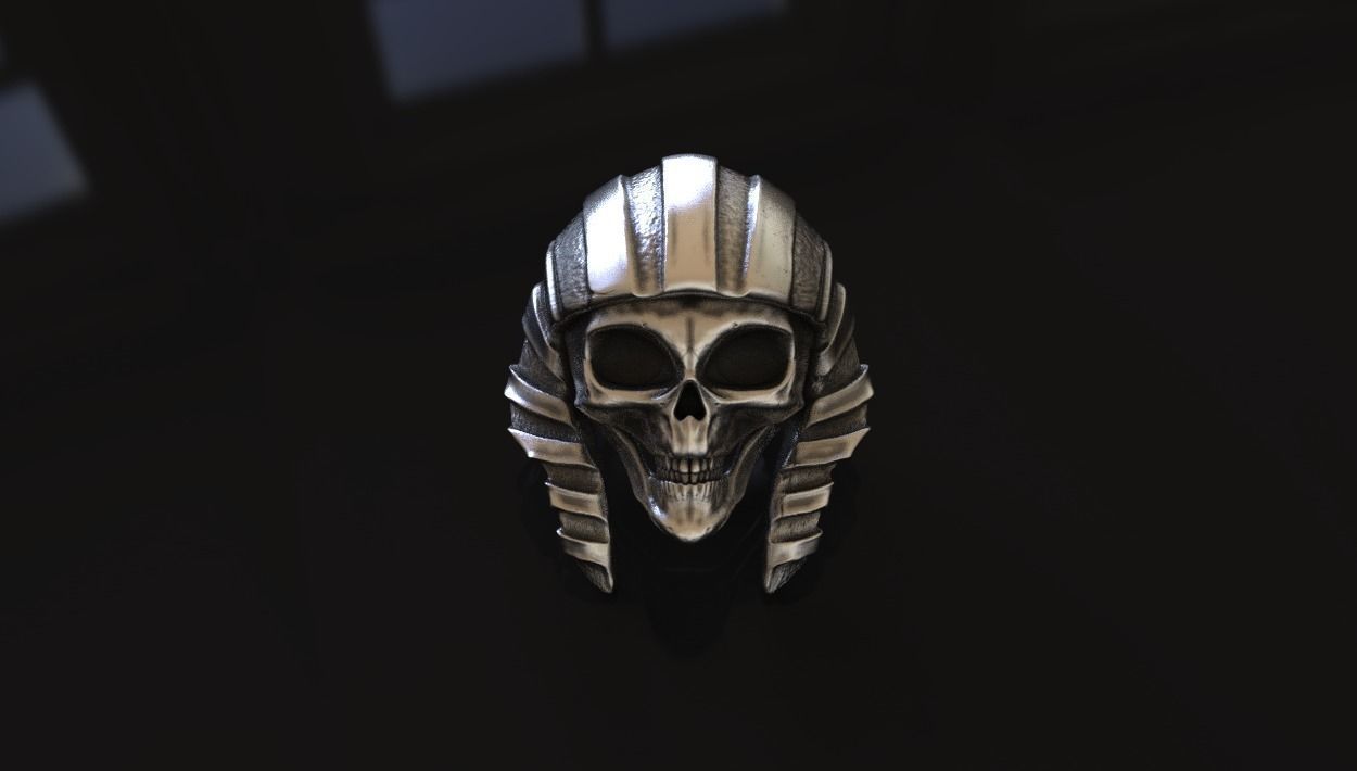 Egyptian Alien Skull Ring Stl 3D Model Silver Casting 3D print 3D print model_1