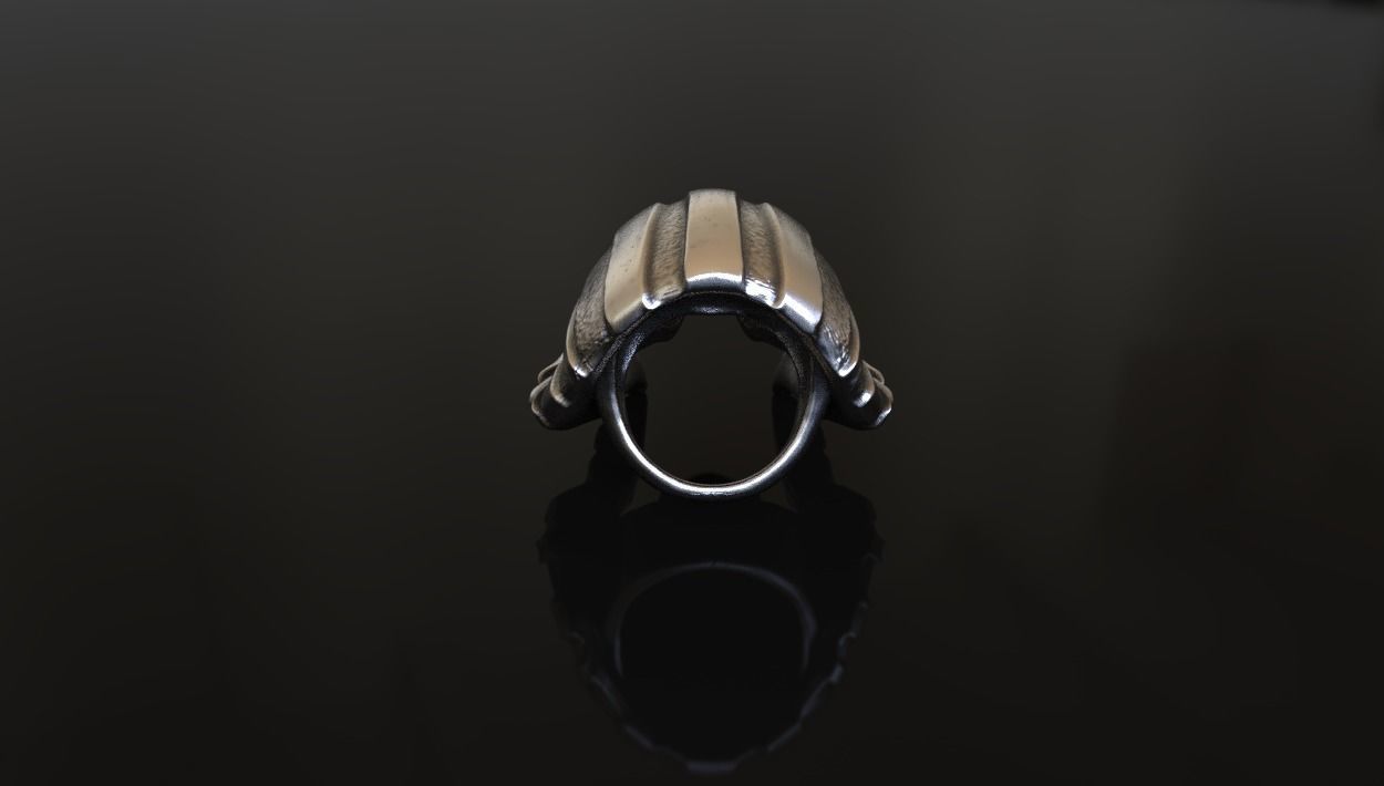 Egyptian Alien Skull Ring Stl 3D Model Silver Casting 3D print 3D print model_4