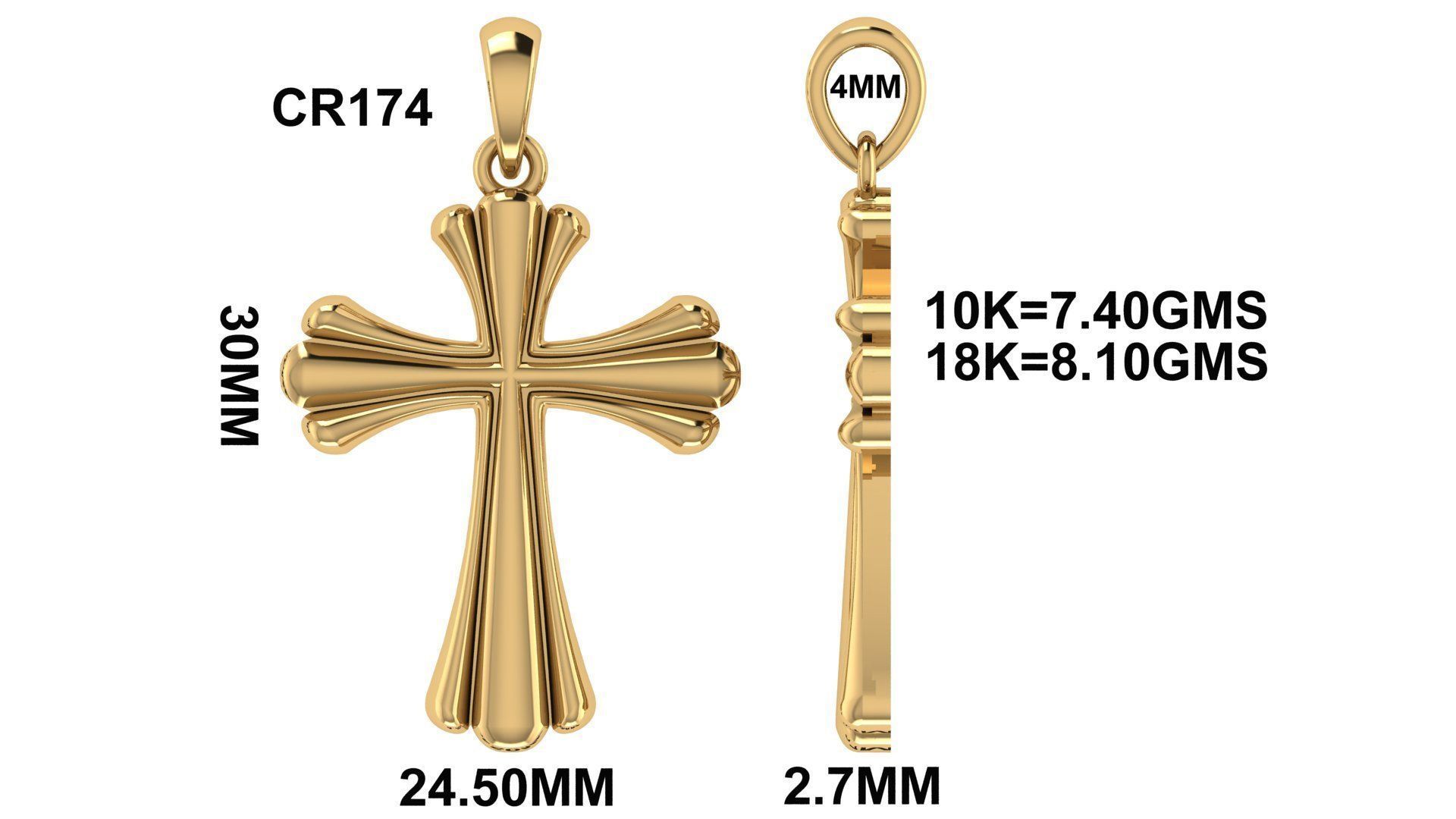 CROSS PENDANT CR174 3D print model_5