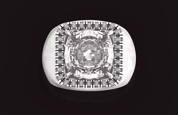 wide solder ring diamond ring 655 3D print model