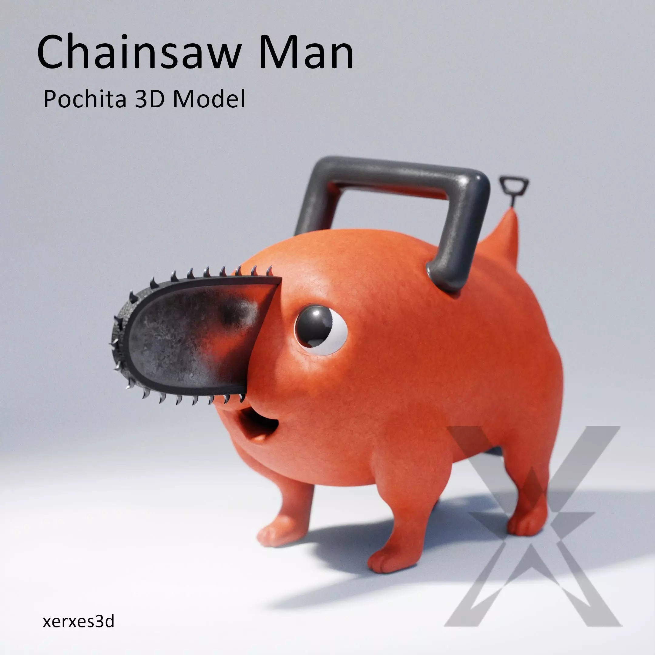 Game Ready Pochita Chainsaw Man 3d Model Low-poly 3D model_0