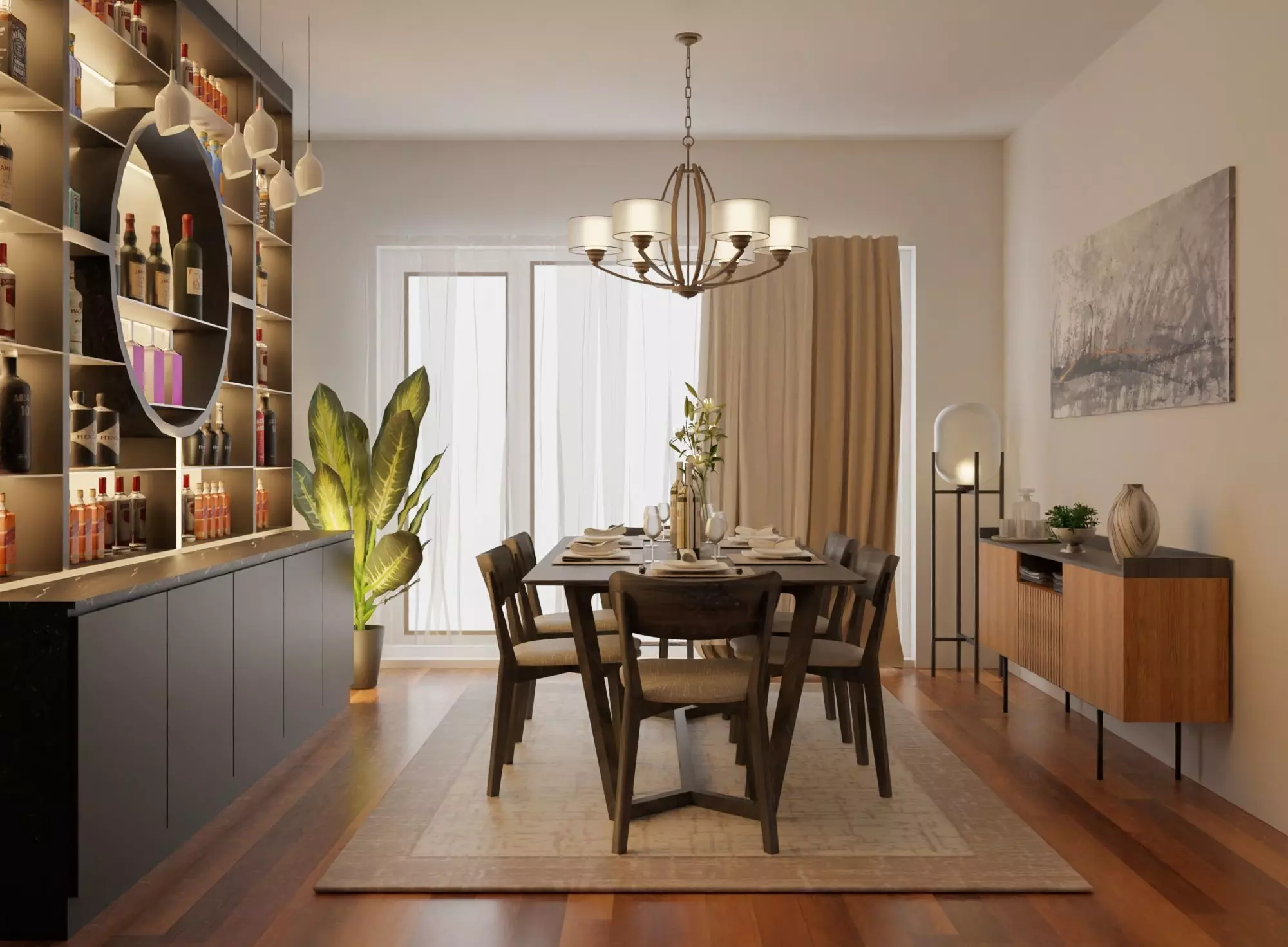 DINING AND BAR INTERIOR DESIGN 3D model_0