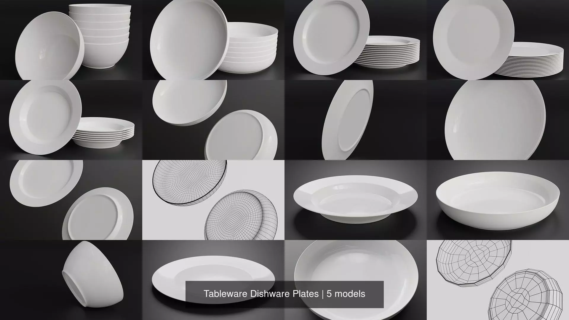 Tableware Dishware Plates 3D Model Collection_1