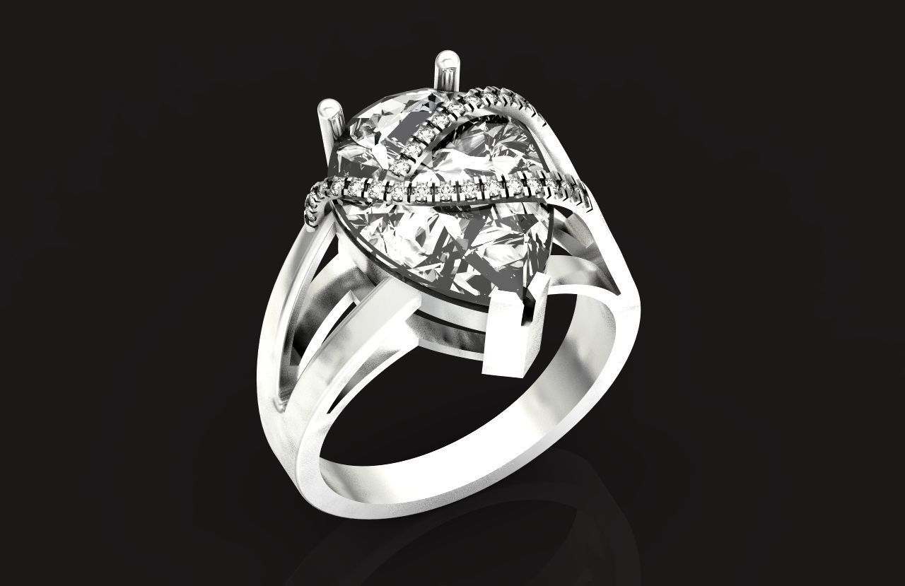 ring with pear stone overlay engagement 656 3D print model_22