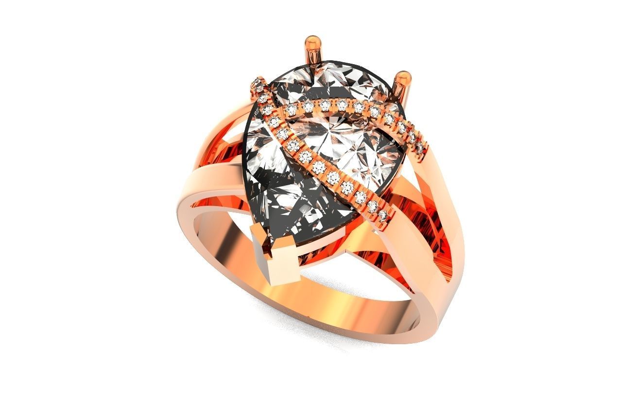 ring with pear stone overlay engagement 656 3D print model_37