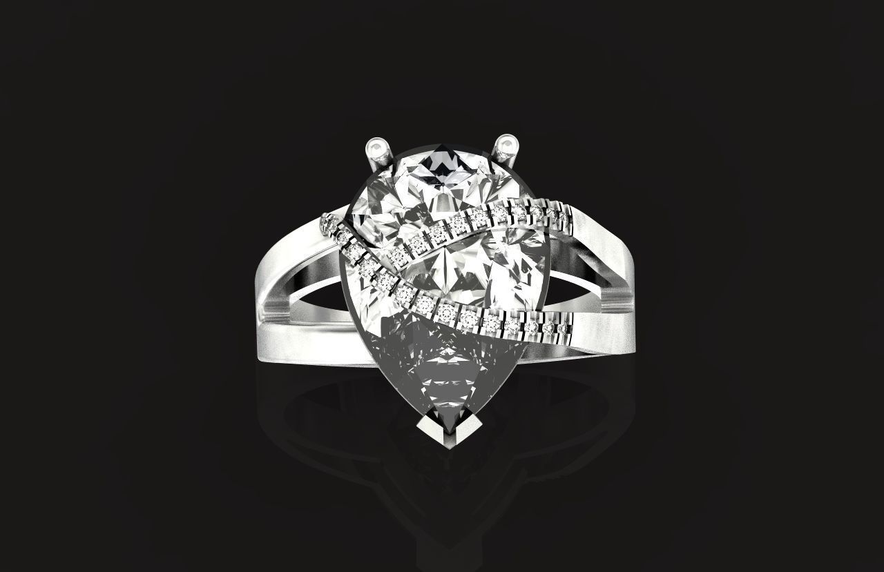 ring with pear stone overlay engagement 656 3D print model_10