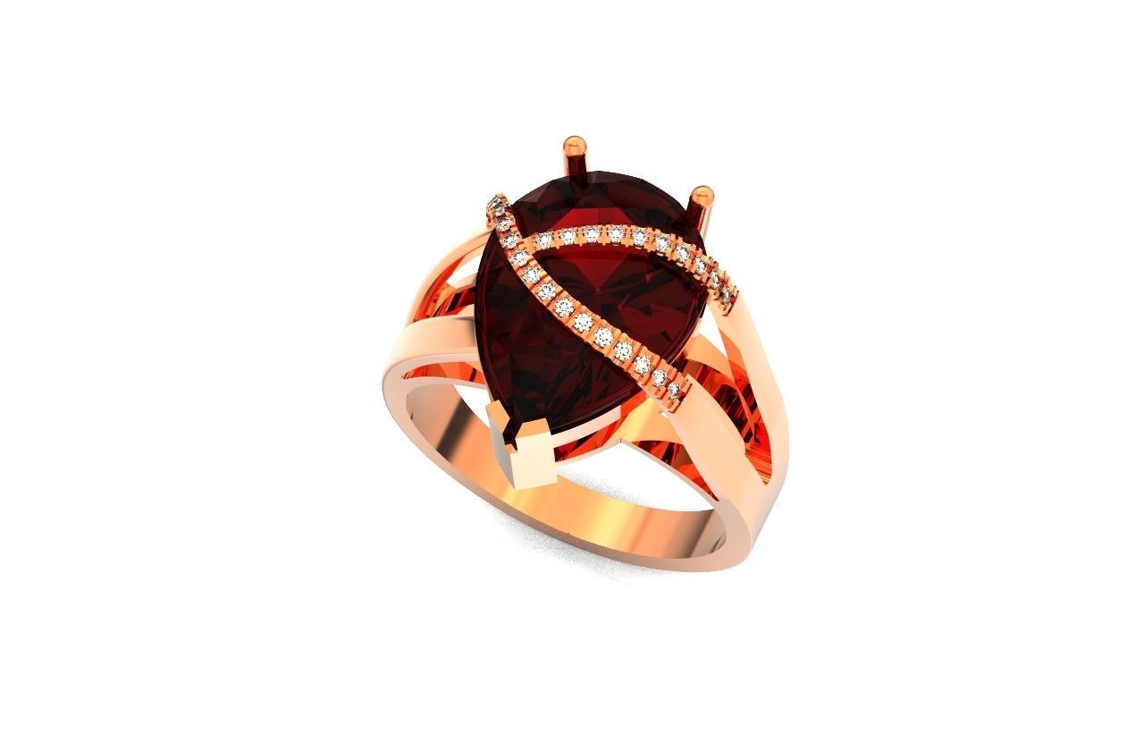ring with pear stone overlay engagement 656 3D print model_12