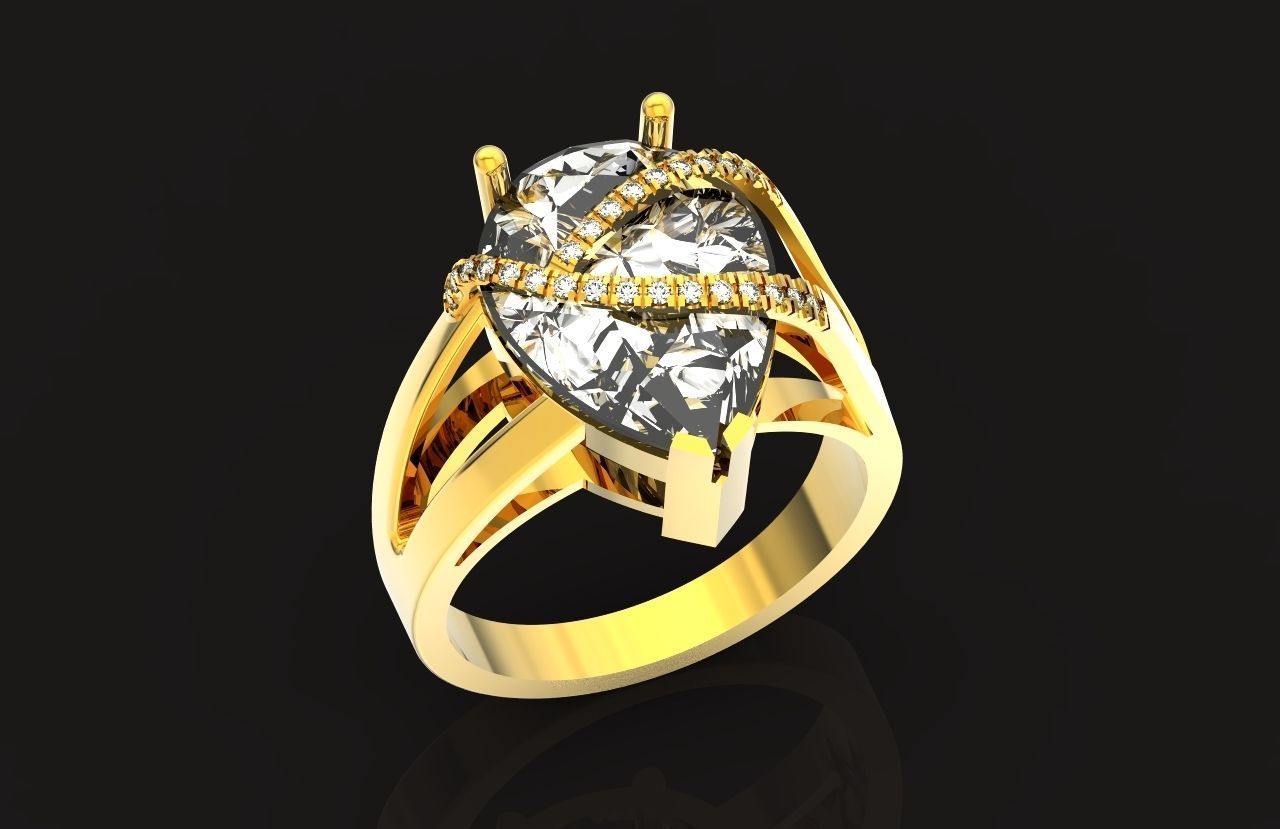ring with pear stone overlay engagement 656 3D print model_31
