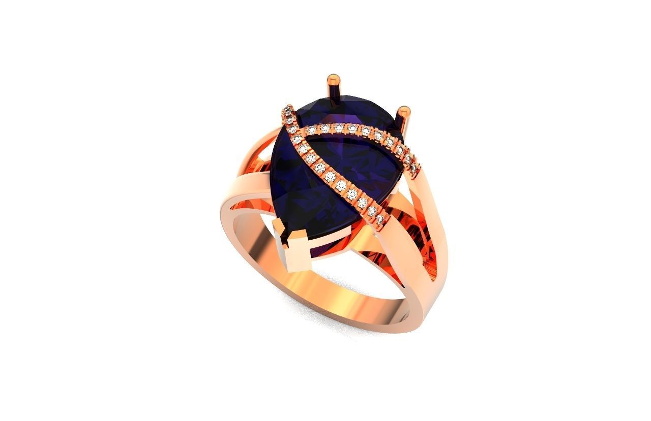 ring with pear stone overlay engagement 656 3D print model_40