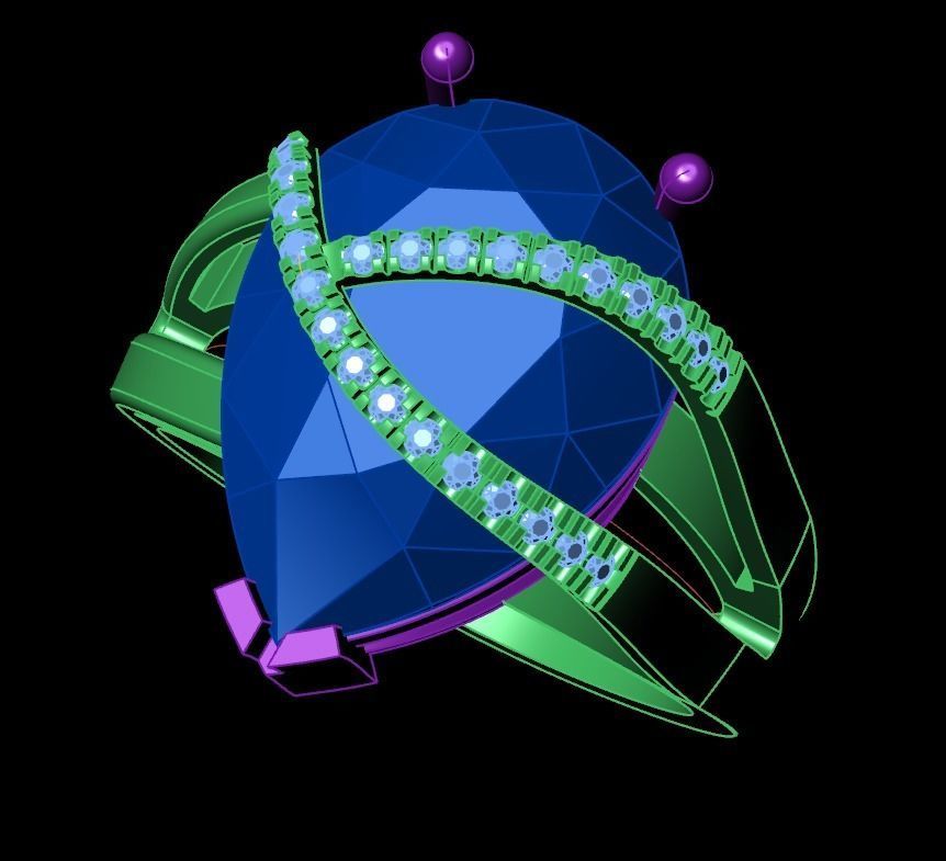 ring with pear stone overlay engagement 656 3D print model_16