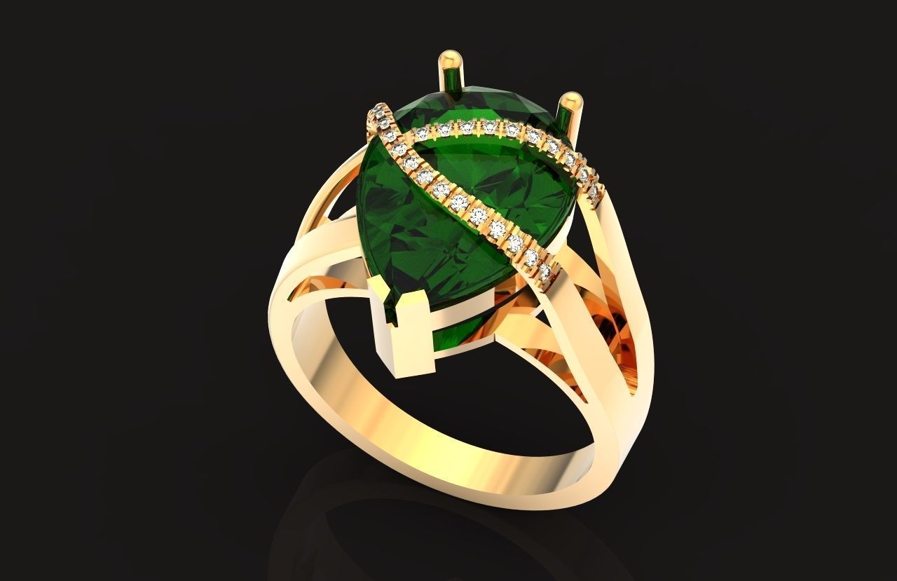 ring with pear stone overlay engagement 656 3D print model_20