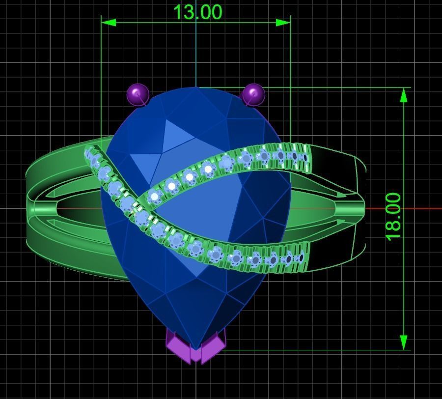 ring with pear stone overlay engagement 656 3D print model_9