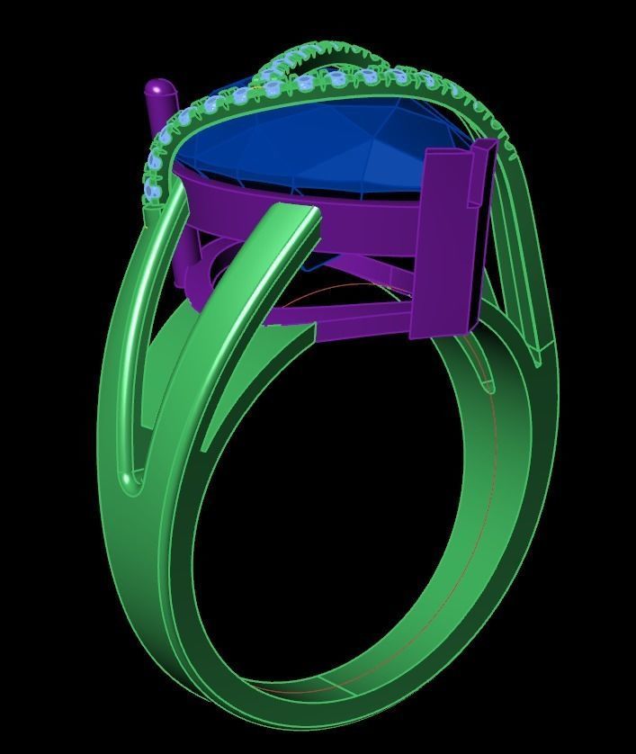 ring with pear stone overlay engagement 656 3D print model_14