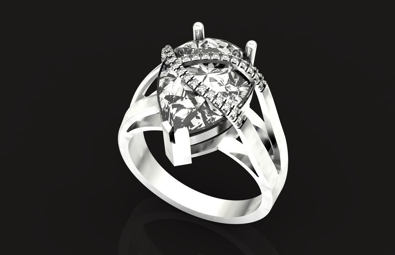 ring with pear stone overlay engagement 656 3D print model_21