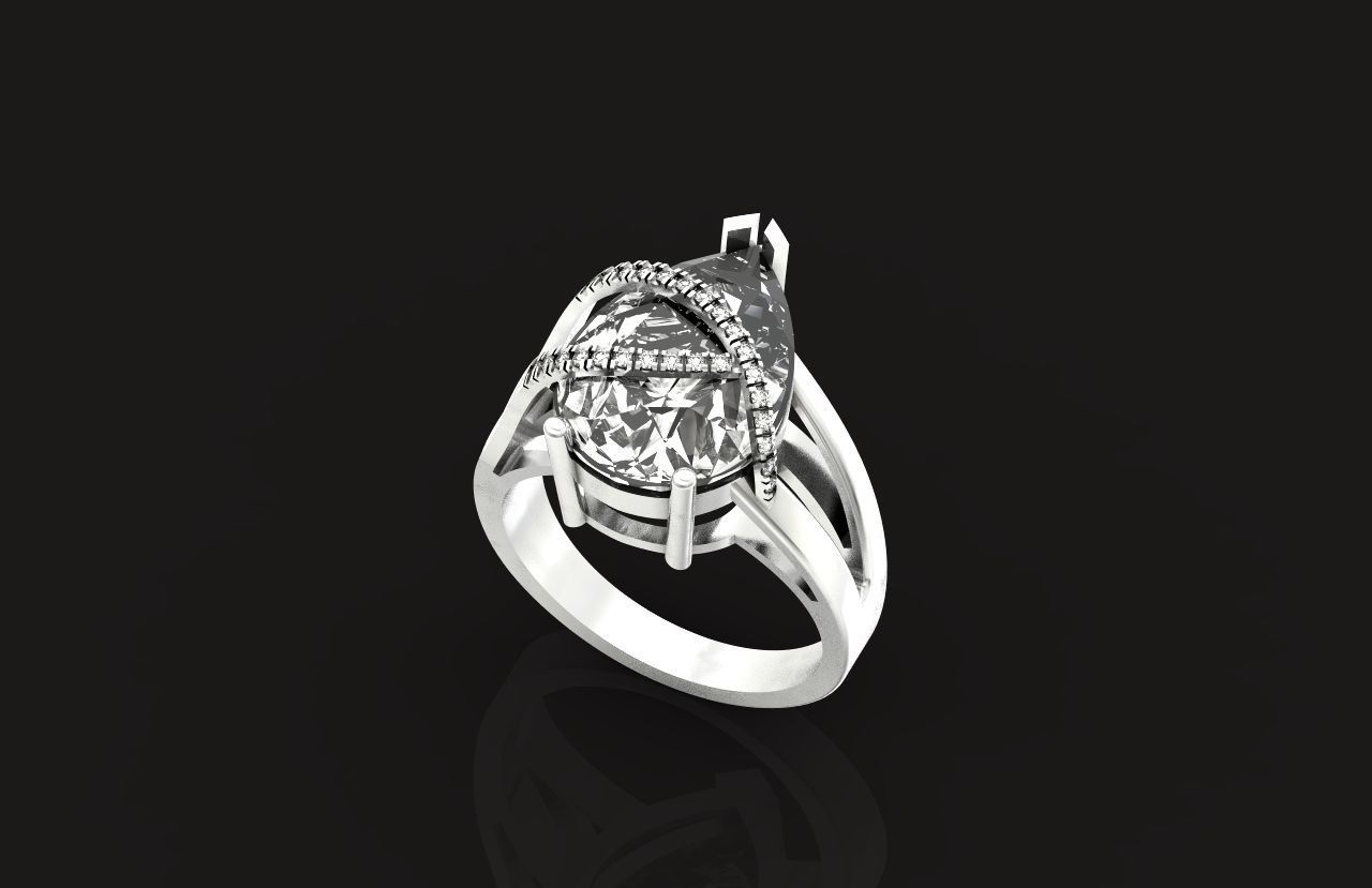 ring with pear stone overlay engagement 656 3D print model_30