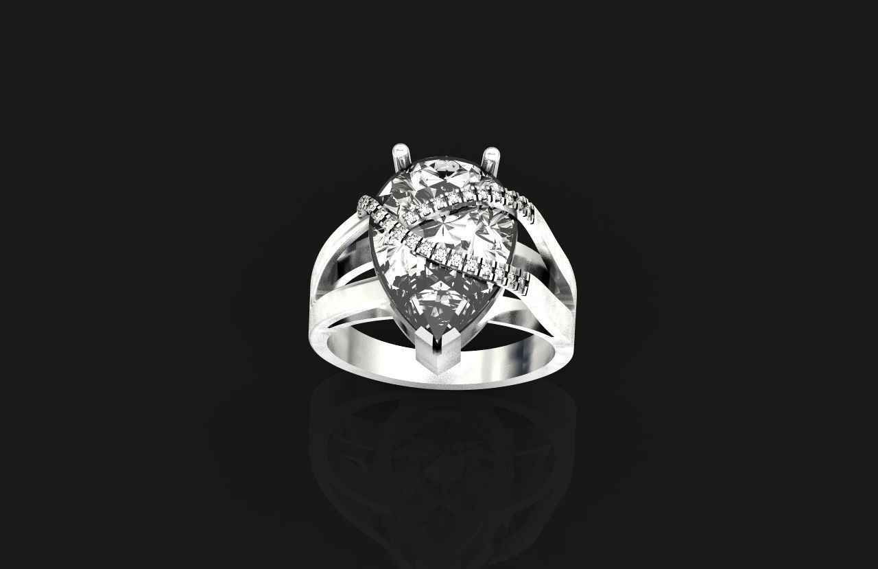 ring with pear stone overlay engagement 656 3D print model_28