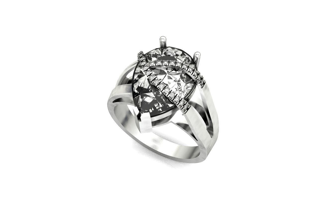 ring with pear stone overlay engagement 656 3D print model_41