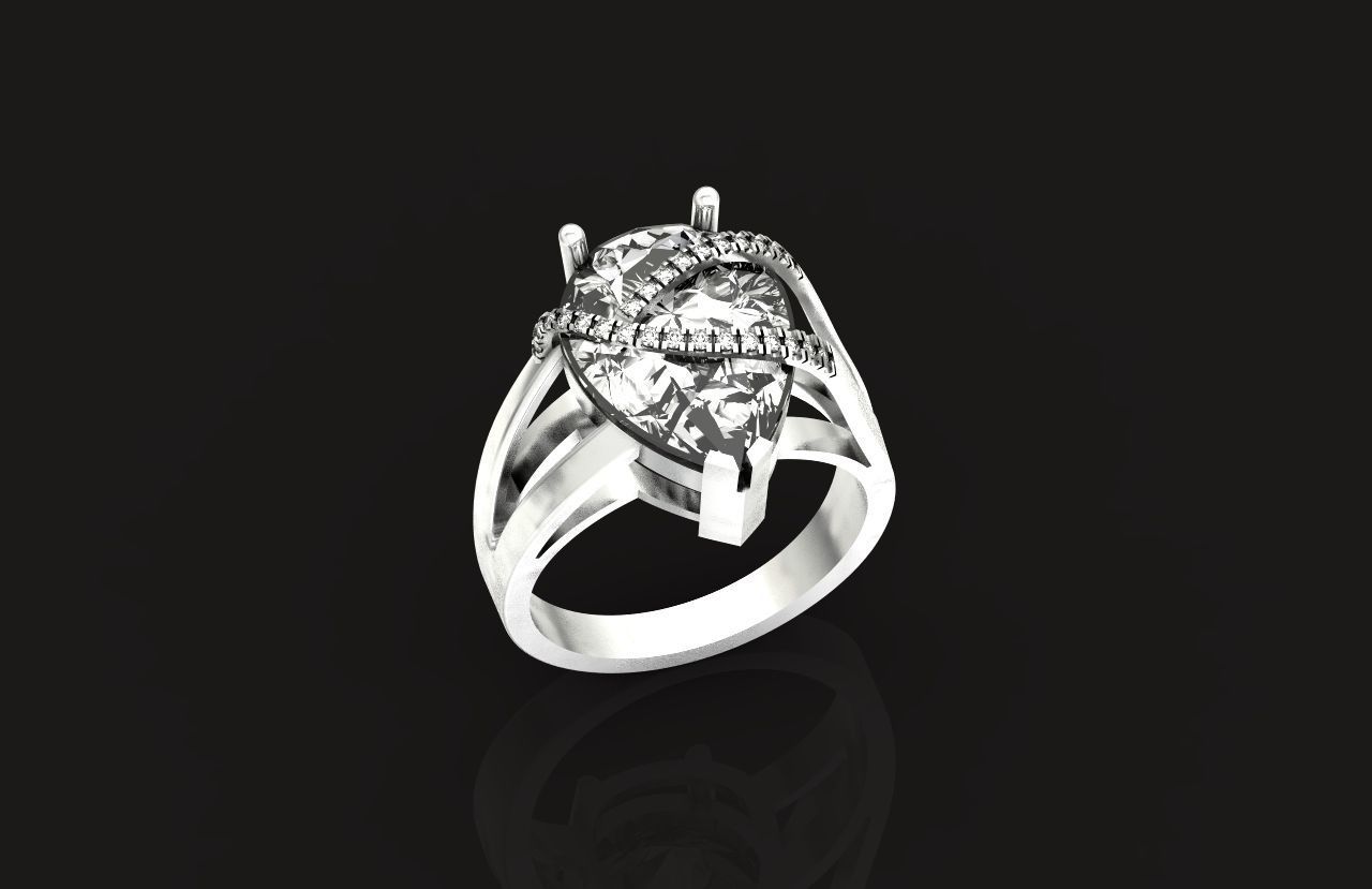 ring with pear stone overlay engagement 656 3D print model_26
