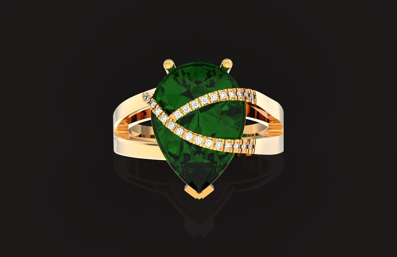 ring with pear stone overlay engagement 656 3D print model_19