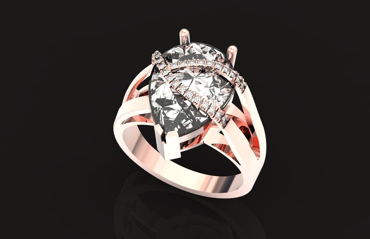ring with pear stone overlay engagement 656 3D print model_32