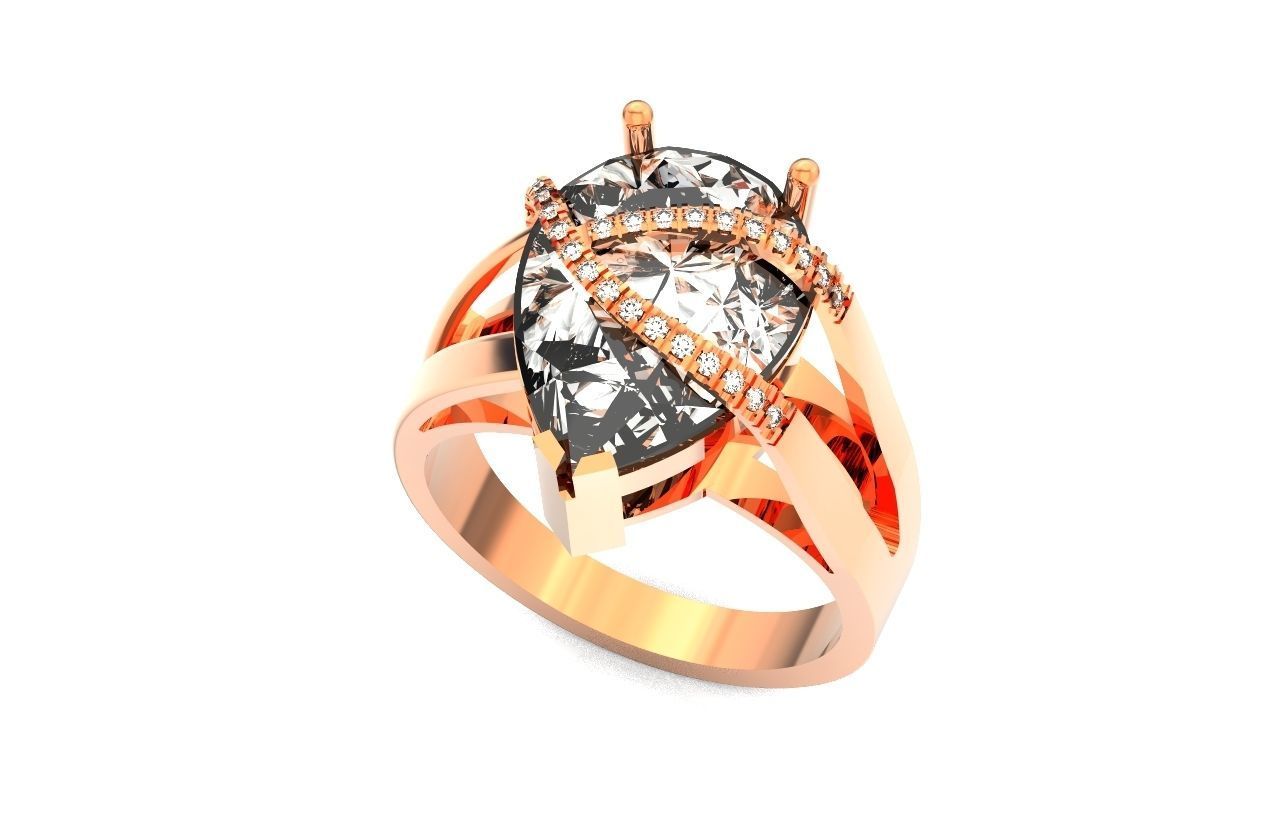 ring with pear stone overlay engagement 656 3D print model_35