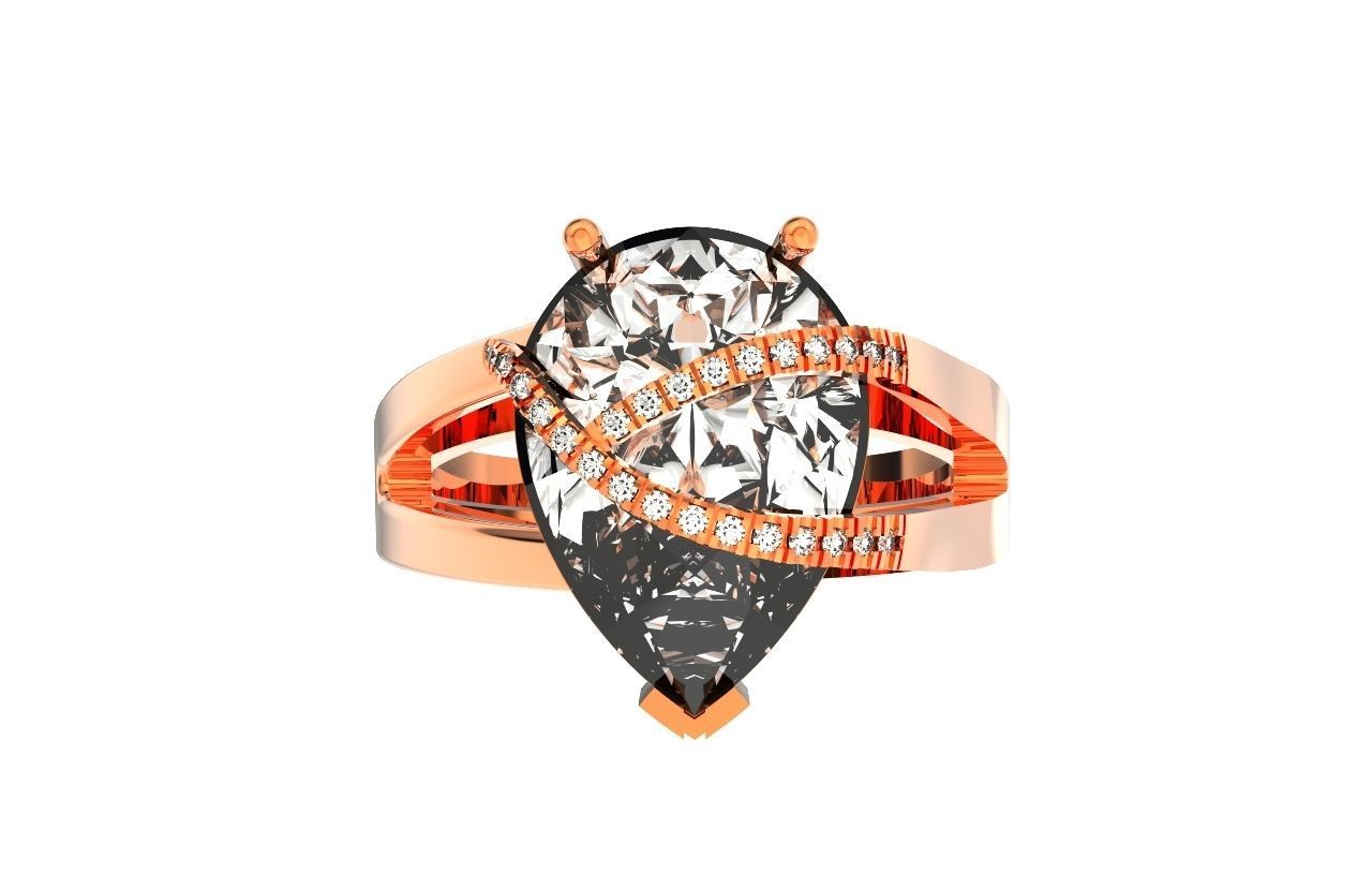 ring with pear stone overlay engagement 656 3D print model_36