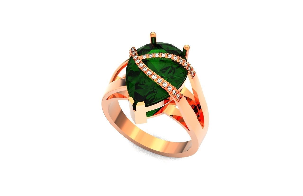 ring with pear stone overlay engagement 656 3D print model_38