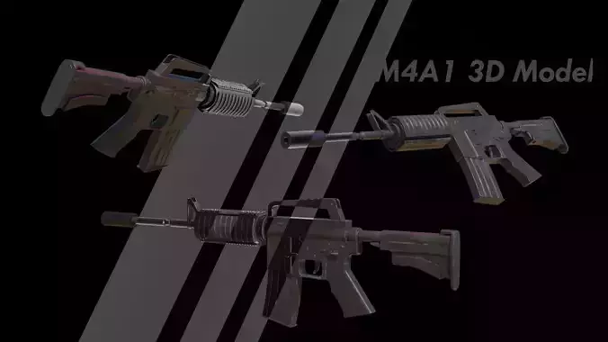 M4A1 3D model three rifles